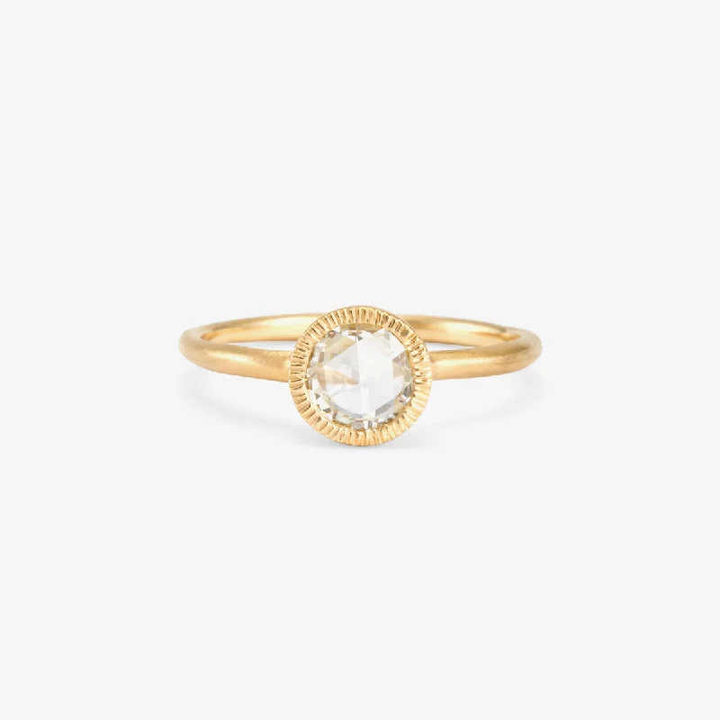 R3203W | 6mm Rose Cut Diamond Solitaire Ring