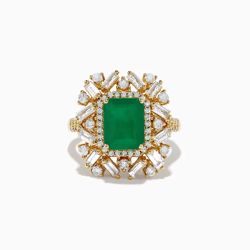 Brasilica 14K Yellow Gold Emerald and Diamond Ring