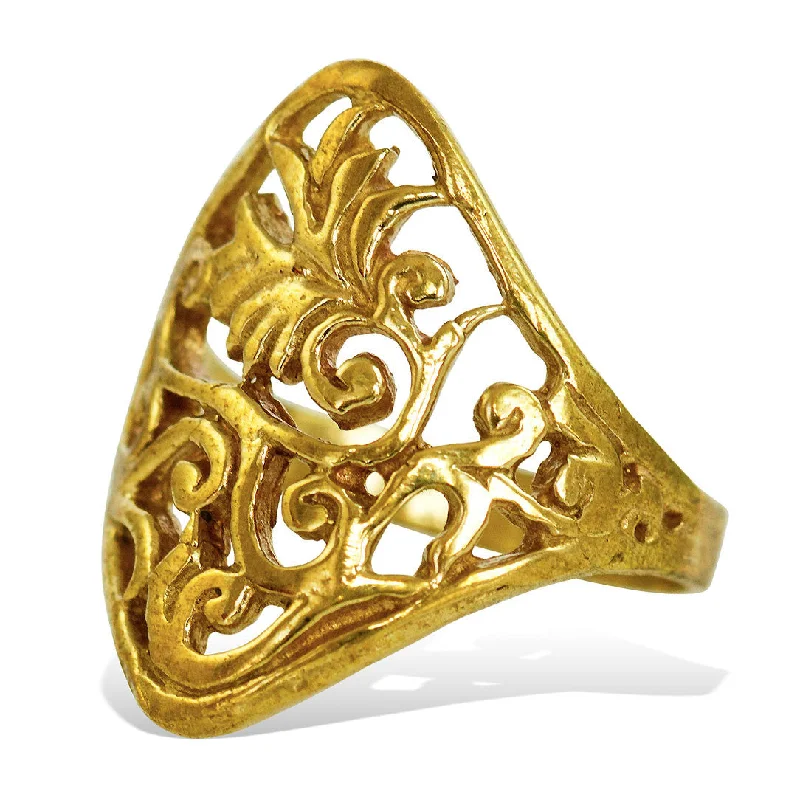 <span>RBR-007<span>: </span></span>Bridal Flower Ring - Brass