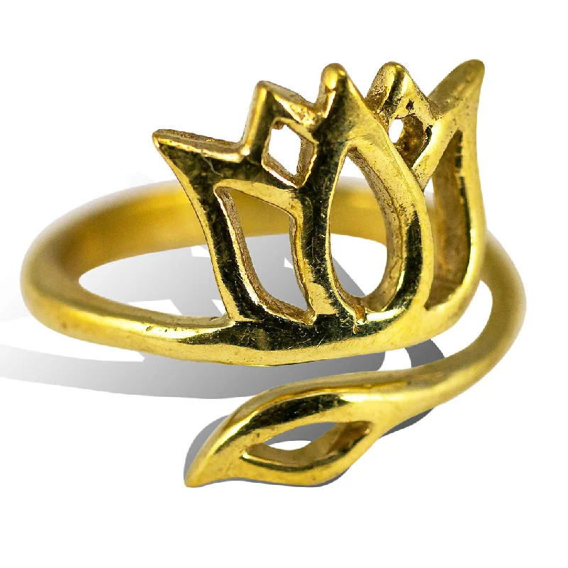 <span>RBR-018<span>: </span></span>Water Lily Ring - Brass