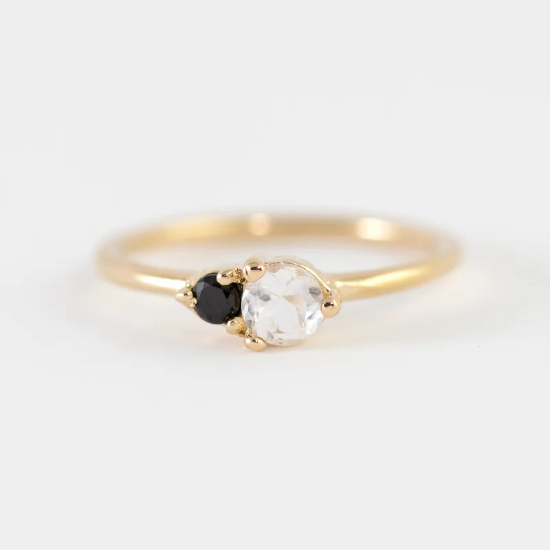 Joanna White Topaz and Black Spinel Band