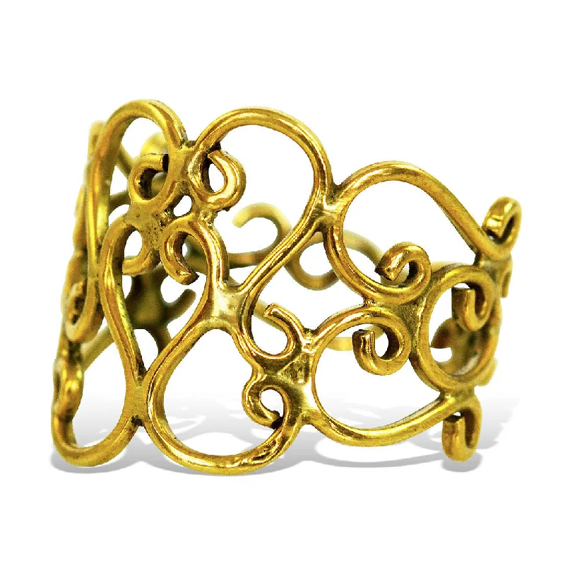 <span>RBR-008<span>: </span></span>Thin Curl Ring - Brass