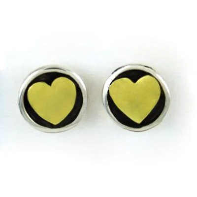 Discounted Jewelry For A Glamorous Look Heart Sterling & Brass Post Earrings