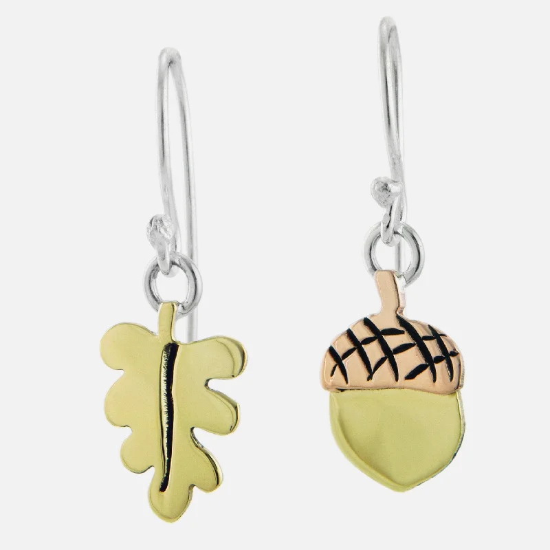 Shop Dazzling Jewelry At The Best Prices Leafy Charms Acorn Mixed Metals Wire Earrings