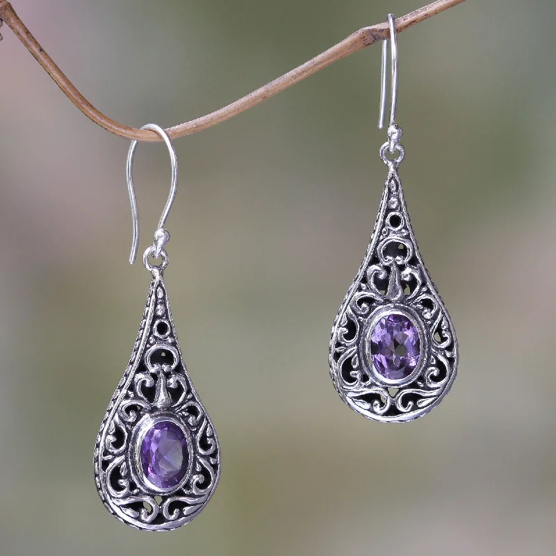 Flash Sale On Elegant Jewelry – Don't Miss Out Balinese Dew Artisan Crafted Earrings with Sterling Silver and Amethyst