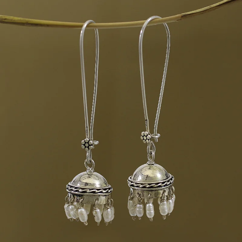 Discounted Jewelry For A Glamorous Look Beauty in Tradition Cultured Pearl and Sterling Silver Jhumki Dangle Earrings