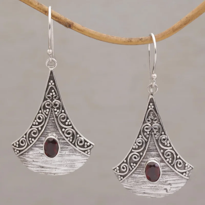 Bestselling Jewelry At Special Promotional Rates Blade Falling Garnet and Sterling Silver Dangle Earrings from Bali