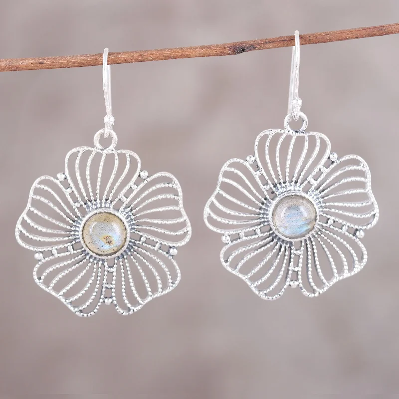 Elegant Jewelry, Exclusive Prices – Shop Now Celestial Flowers Sterling Silver Labradorite Celestial Floral Dangle Earrings