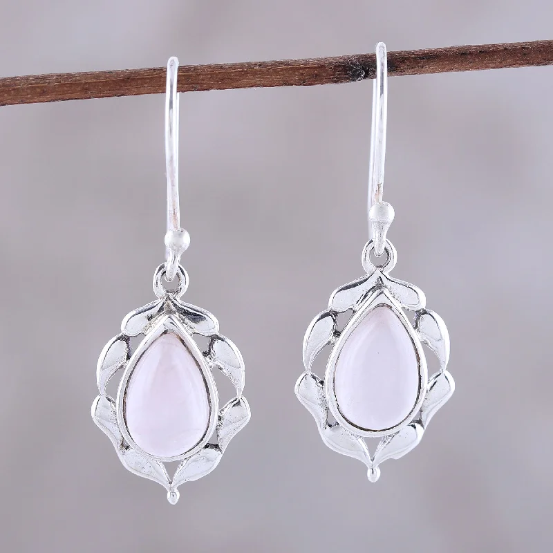 Unmissable Discounts On Timeless Jewelry Pieces Circled by Paisleys Paisley Motif Rose Quartz Dangle Earrings from India