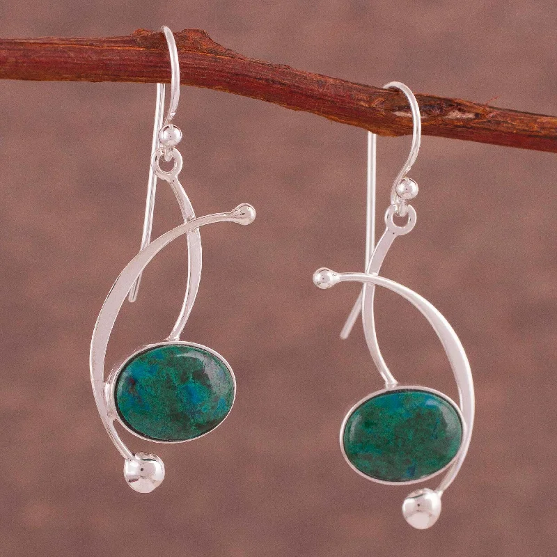 Personalized Jewelry Sale – Meaningful Gifts At Great Prices Crescent Eyes Chrysocolla and Sterling Silver Dangle Earrings from Peru