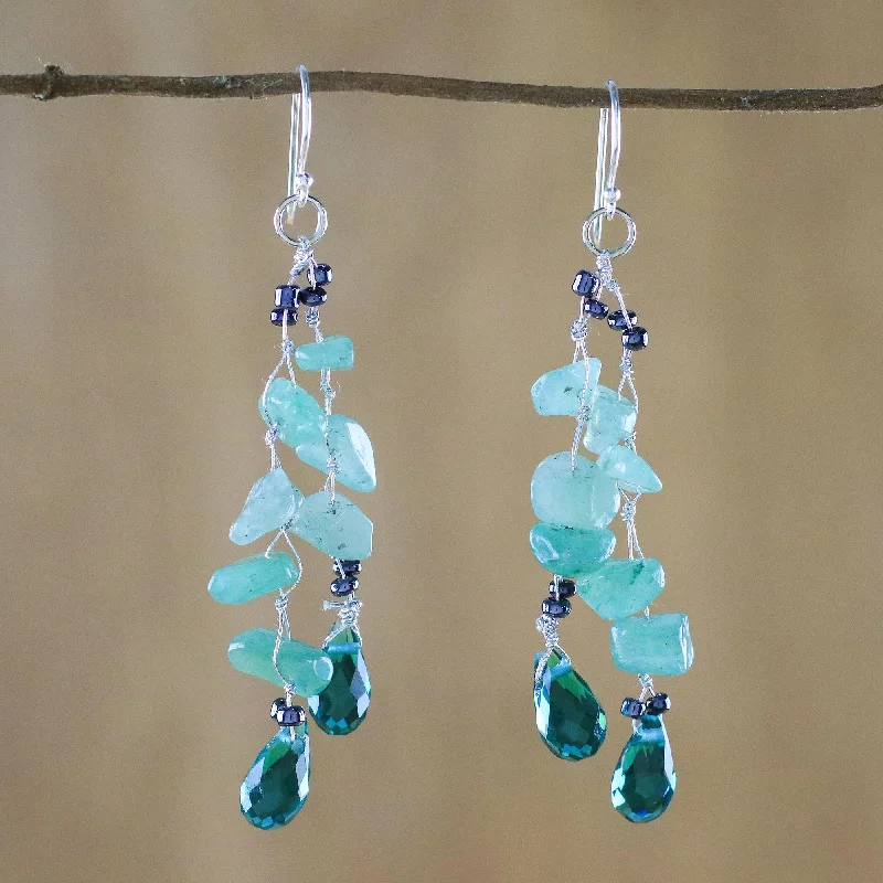 Exclusive Jewelry Sale – Grab Timeless Pieces Now Crystalline Drops in Green Green Quartz and Glass Bead Dangle Earrings from Thailand