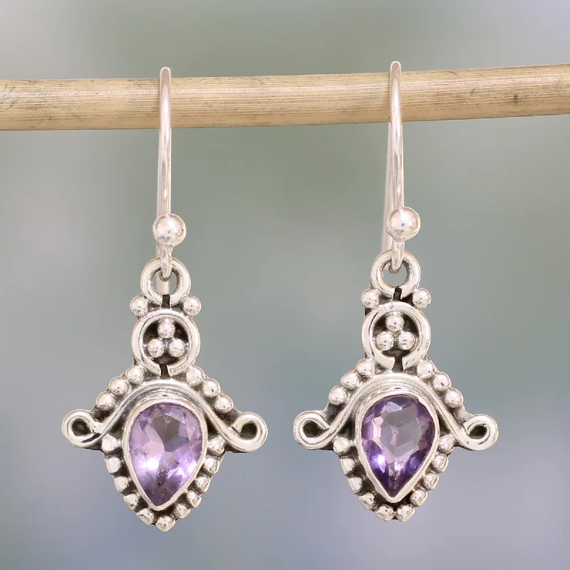 Jewelry Deals That Sparkle – Shop Today Dotted Delight Amethyst and Sterling Silver Teardrop Earrings from India