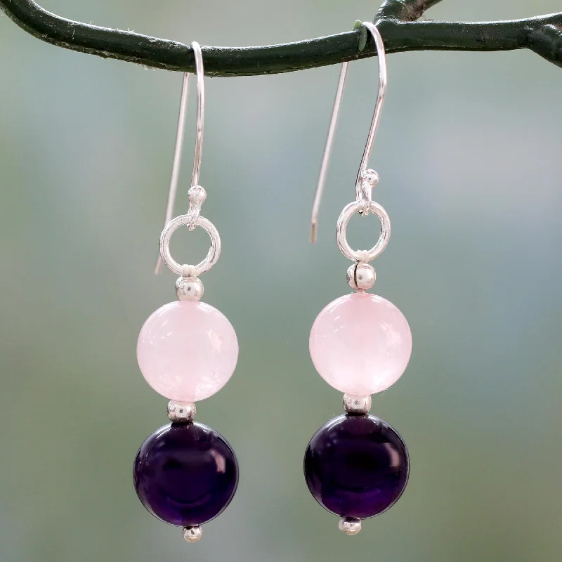 Luxury Jewelry Without The Luxury Price Tag Dreamy Affair Hand Crafted Amethyst and Rose Quartz Dangle Earrings