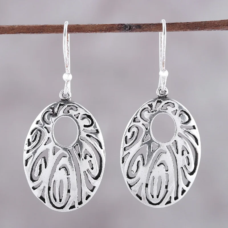 Get The Best Deals On Timeless Jewelry Pieces Elaborate Ellipse Sterling Silver Openwork Elliptical Dangle Earrings