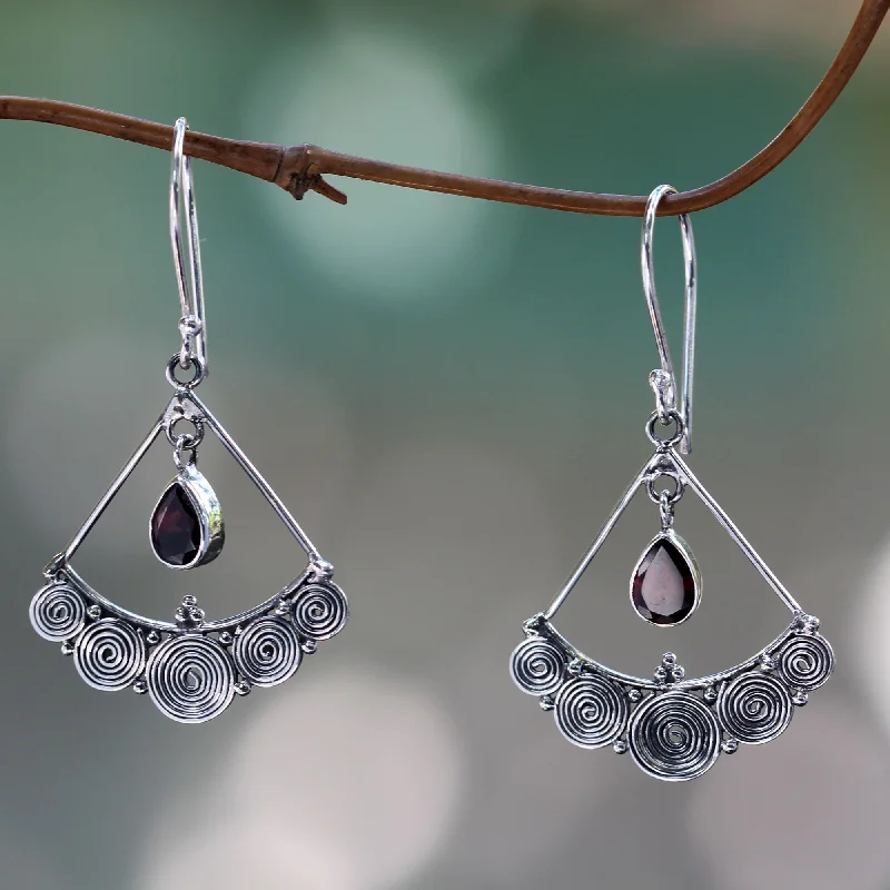 Celebrate Every Occasion With Sparkling Savings Fabulously Feminine Sterling Silver Chandelier Earrings with Garnet