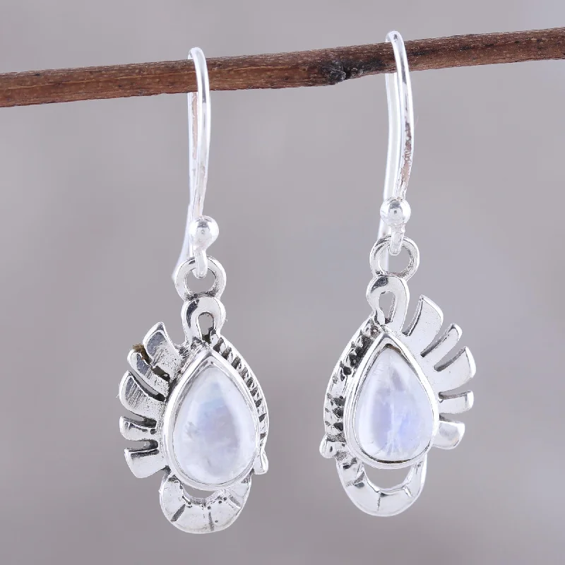 Unmissable Jewelry Sale – Shop Before It's Too Late Feather Bliss Teardrop Rainbow Moonstone Dangle Earrings Crafted in India