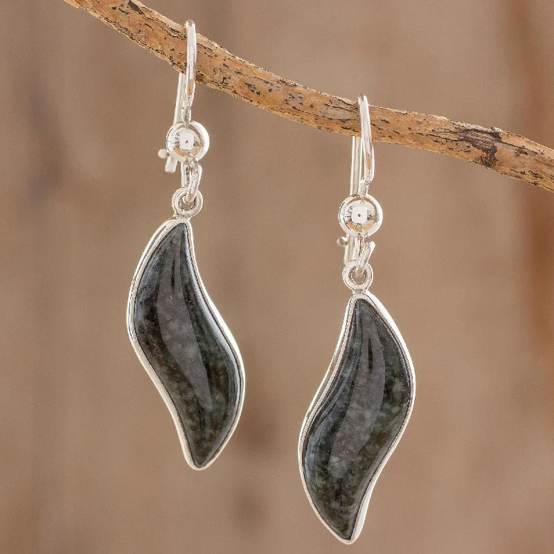 Gorgeous Jewelry, Limited-Time Savings Floating in the Breeze Dark green jade dangle earrings