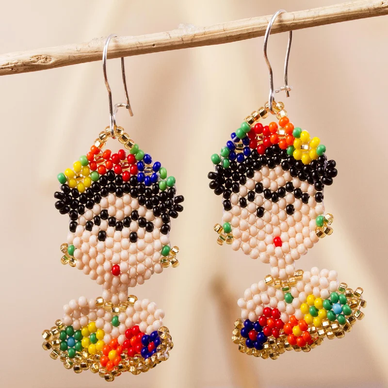 Best Jewelry Sale – Shop Exclusive Designs Now Frida Beads Frida Kahlo Glass Beaded Dangle Earrings from Mexico