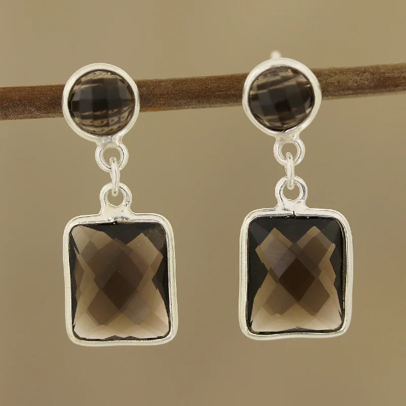 The Ultimate Jewelry Sale – Shop Premium Styles Glittering Delight 13.5-Carat Smoky Quartz Dangle Earrings from India