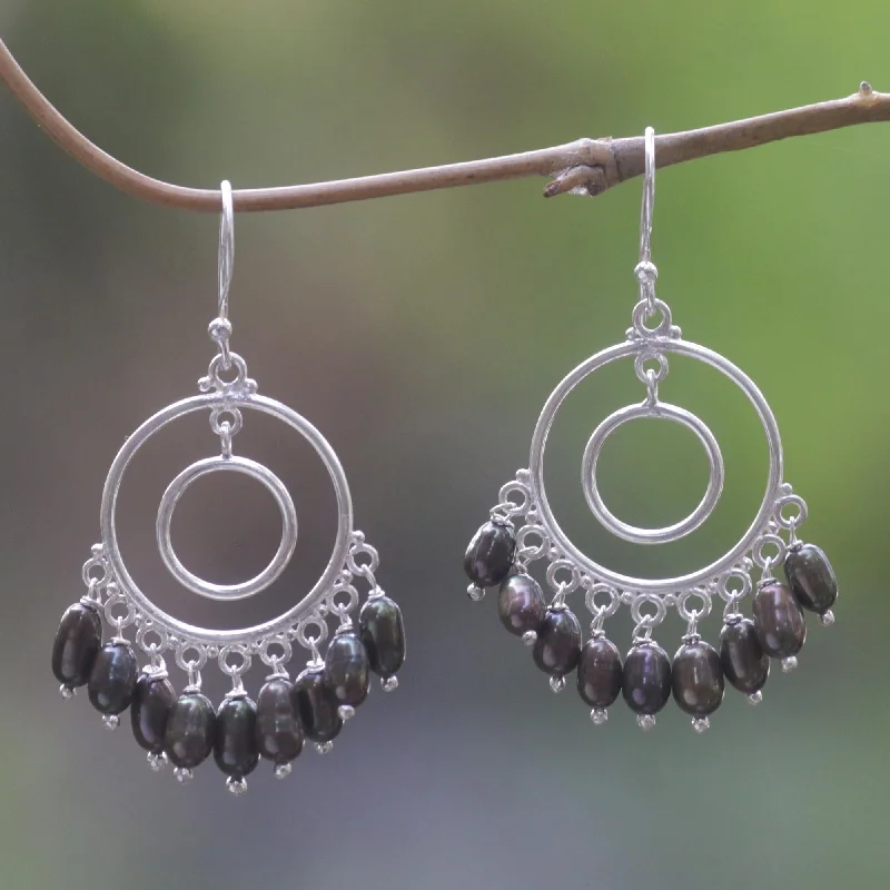 High-Quality Jewelry At A Fraction Of The Cost Halo Eclipse Handmade Cultured Pearl Sterling Silver Chandelier Earrings