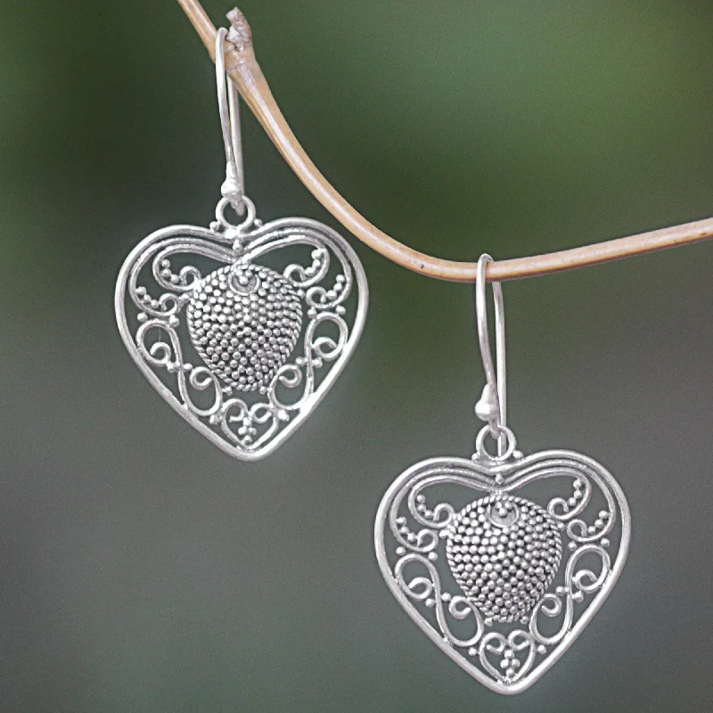 Limited-Time Jewelry Sale – Don't Miss These Deals Heart-Shaped Offering Sterling Silver Heart Dangle Earrings from Indonesia