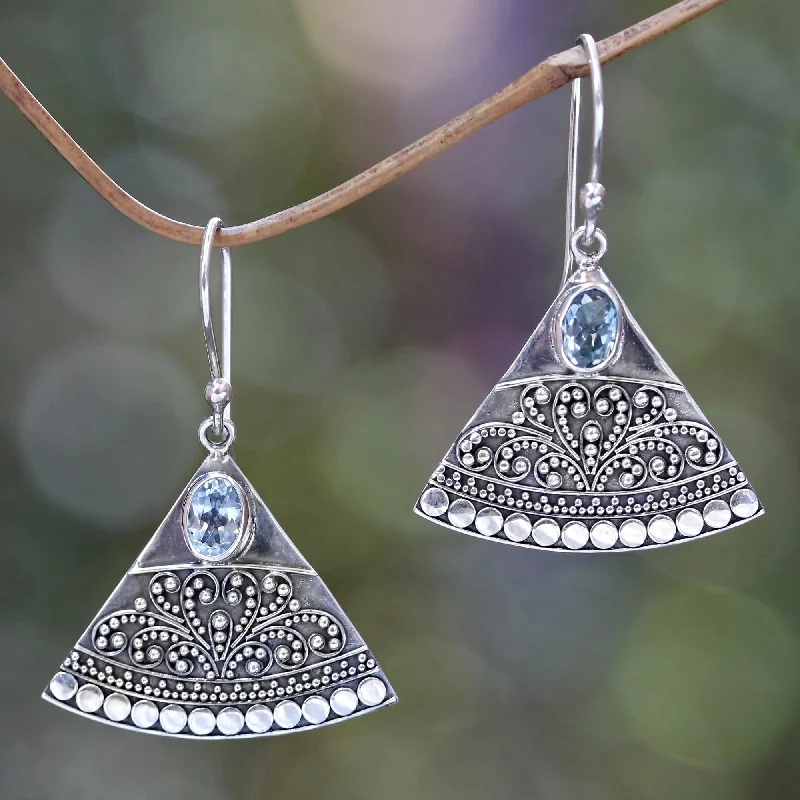 Affordable Elegance – Special Jewelry Sale Now Live Kintamani Indonesian Earrings with Blue Topaz