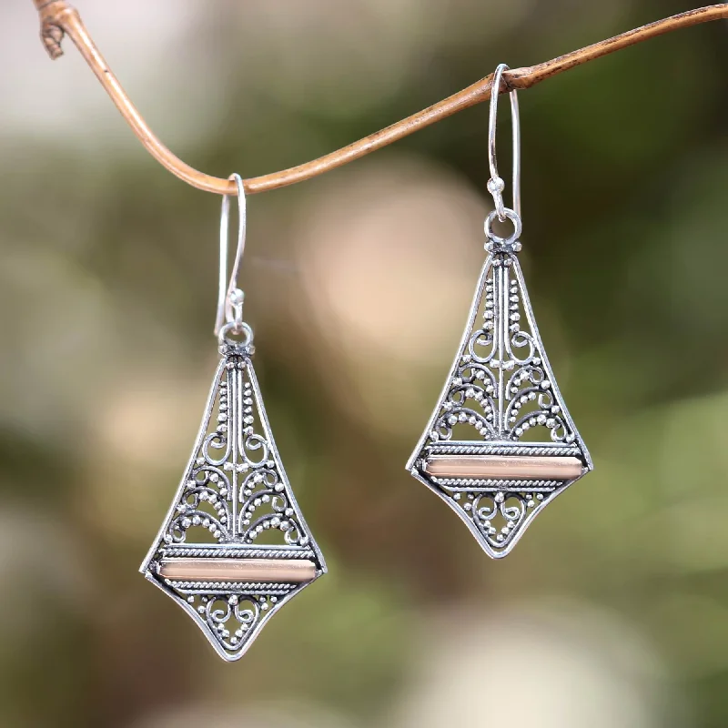 Discover Unique Jewelry With Special Limited-Time Offers Kuta Kite Balinese Gold Accented Sterling Silver Dangle Earrings