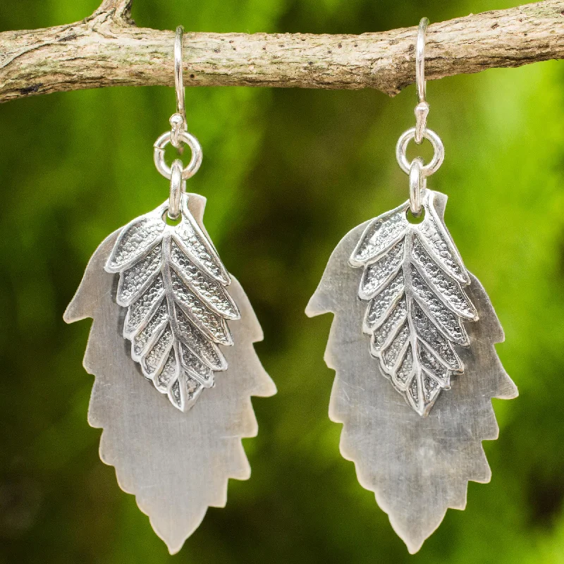 Personalized Jewelry Sale – Unique Gifts At Low Prices Leaf Shadows Double 925 Sterling Silver Leaves Artisan Crafted Earrings