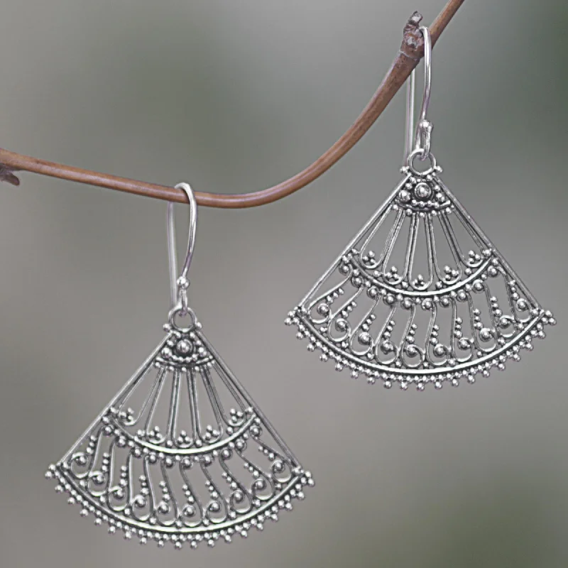 Stunning Jewelry At A Fraction Of The Price Legong Fans Fan Shaped Sterling Silver Dangle Earrings from Indonesia