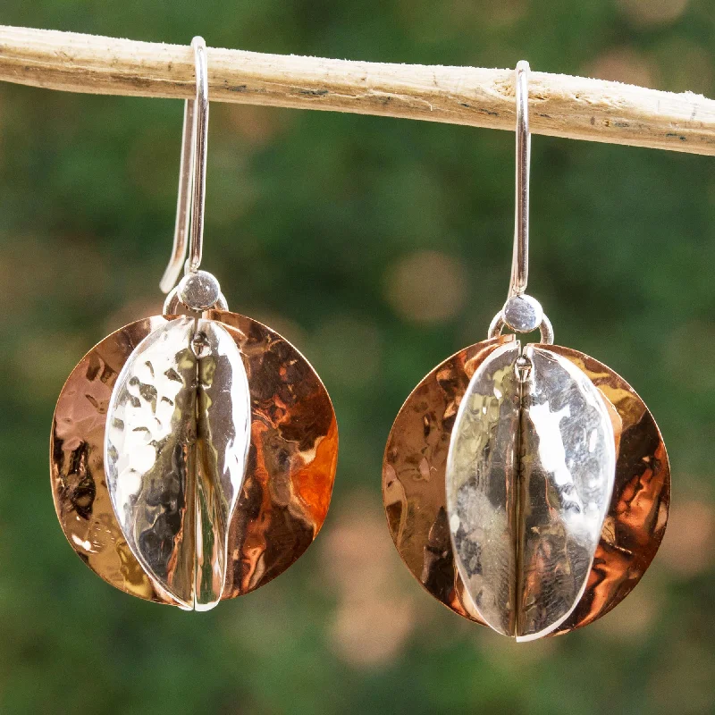 Huge Markdowns On Premium Jewelry Styles Light of the Afternoon Modern Taxco Sterling Silver and Copper Dangle Earrings