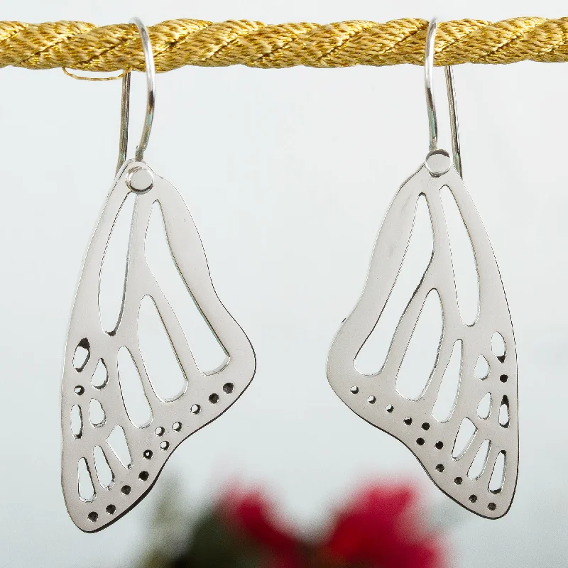 Exclusive Jewelry Sale Event – Shop Now Lovely Wings Sterling Silver Butterfly Wing Dangle Earrings from Mexico