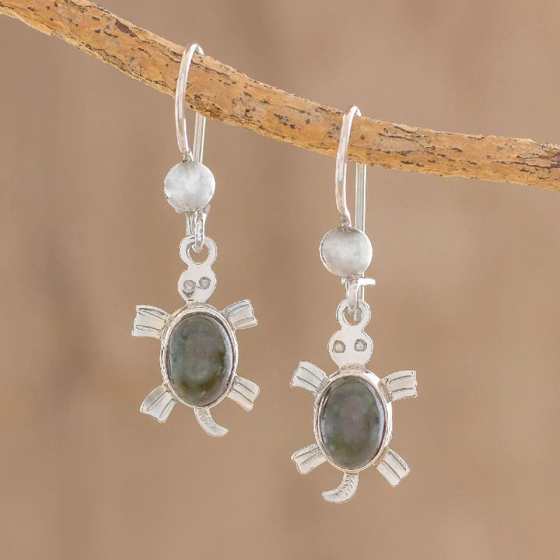 Handcrafted Beauty At Affordable Prices Marine Turtles Handcrafted Sterling Silver Sea Life Dangle Jade Earrings