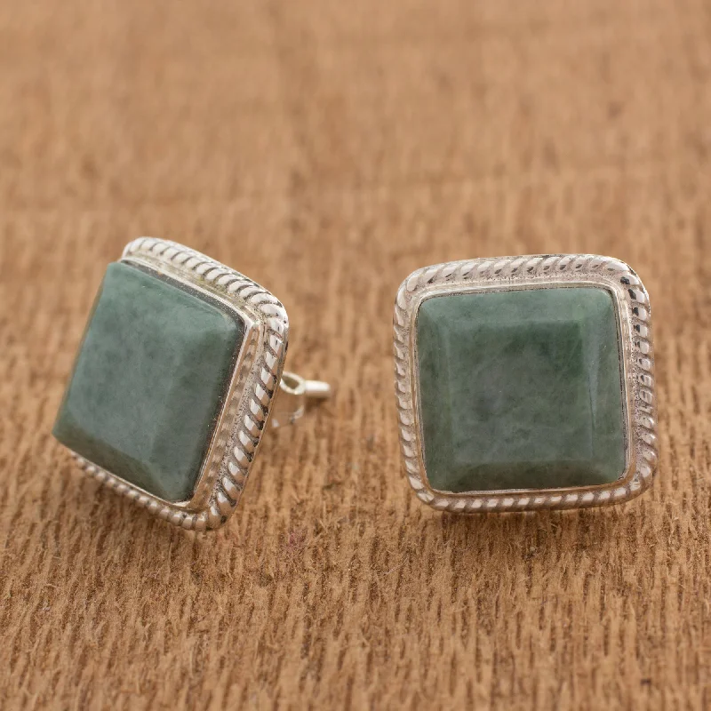 Gorgeous Jewelry, Limited-Time Savings Maya Wisdom Artisan Crafted Jade and Sterling Silver Button Earrings