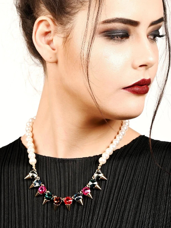 Unlock Unbeatable Jewelry Deals Before They’Re Gone Odette Women Multi-Coloured Rhine Stones And Beaded Pearl Necklace