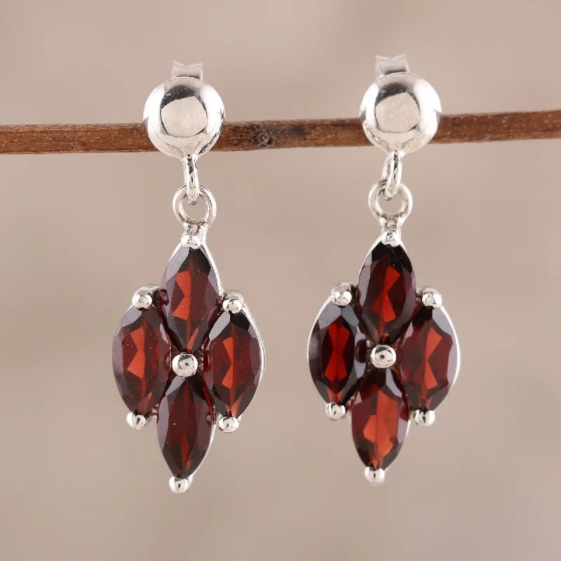 Unmissable Jewelry Clearance – Final Reductions Natural Charm 3-Carat Rhodium Plated Garnet Dangle Earrings from India