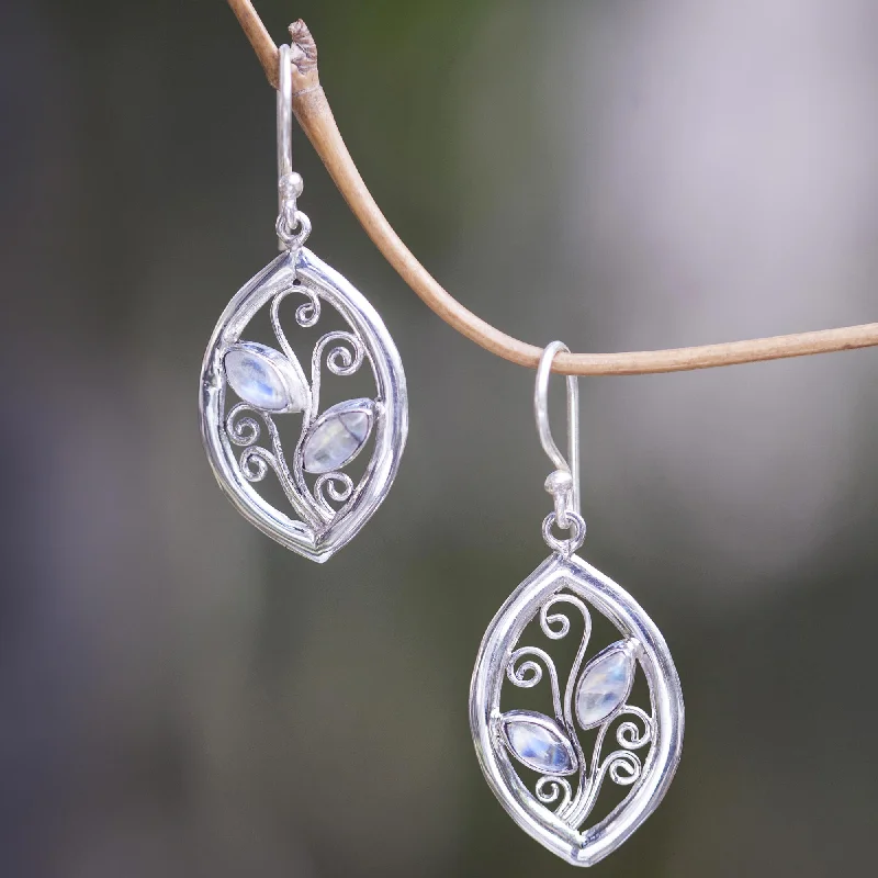 Jewelry Sale Alert – Shop Timeless Elegance Today Paradise Leaves 925 Sterling Silver Leaf Earrings with Rainbow Moonstone