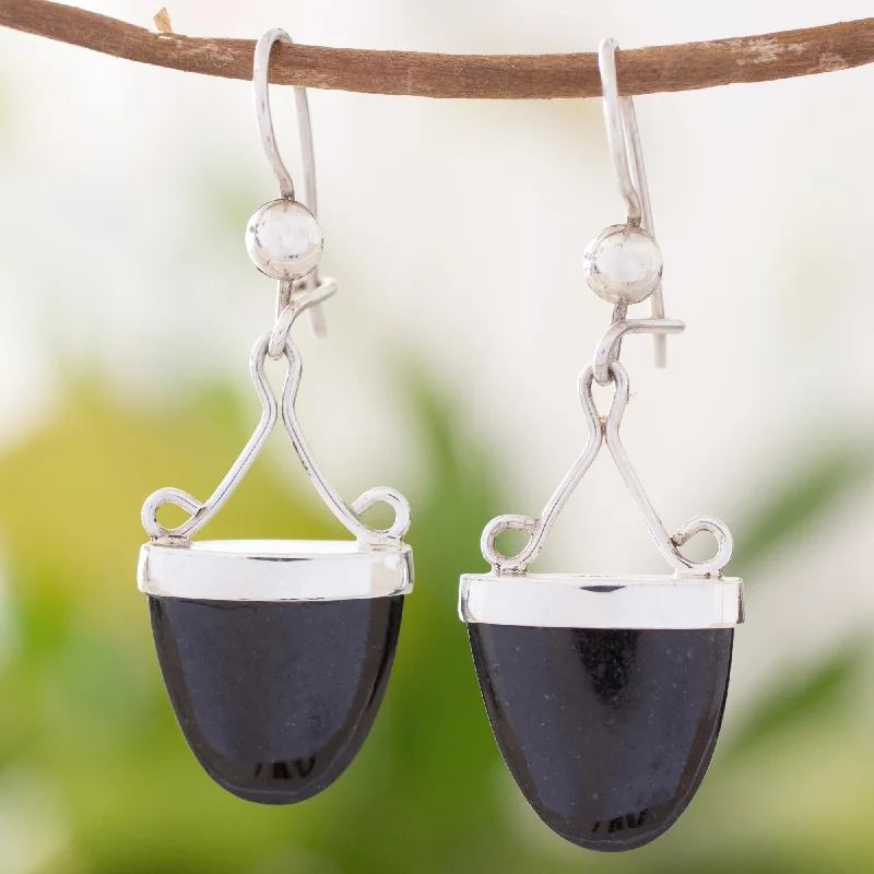 Fashion-Forward Jewelry At Incredible Prices Power of Life Artisan Crafted Black Jade and Sterling Silver Earrings