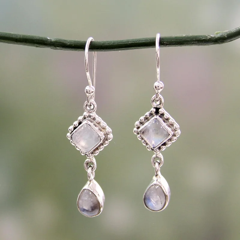 Save On Luxury Jewelry Pieces – Limited-Time Offers Queen of Diamonds Silver and Rainbow Moonstone Earrings Handmade in India