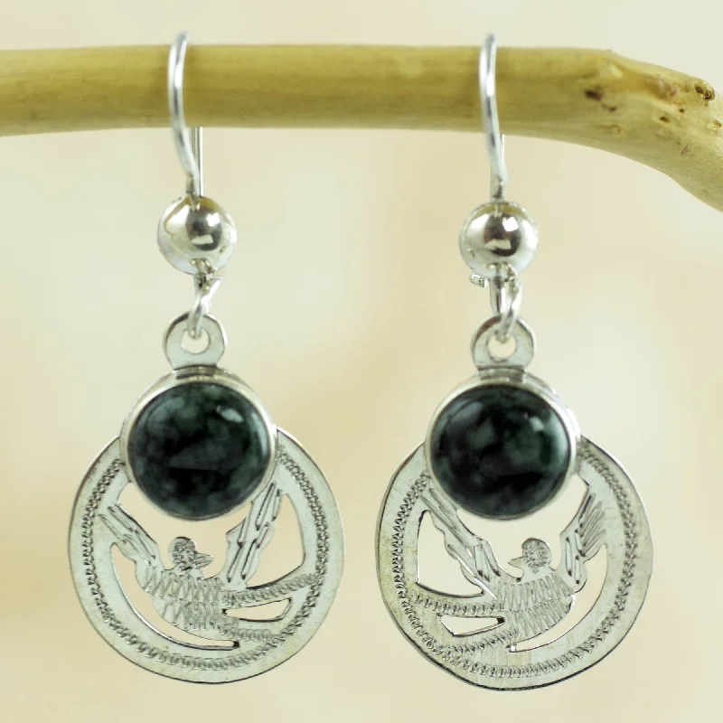 Last Chance To Grab Your Favorite Jewelry At A Discount Quetzal Patriot Handmade Jade and Sterling Silver Earrings