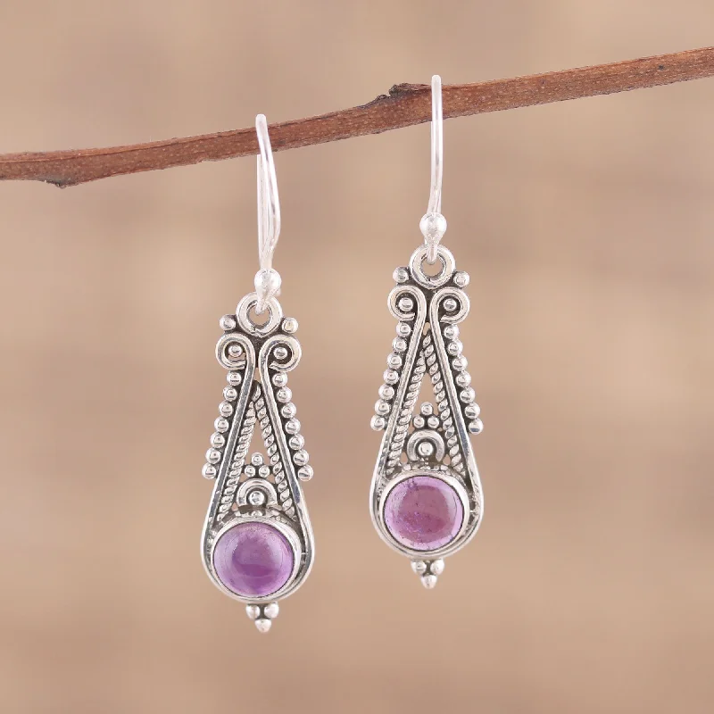 Affordable Glamour – Premium Jewelry At Special Prices Regal Peaks Pointed Amethyst Dangle Earrings from India