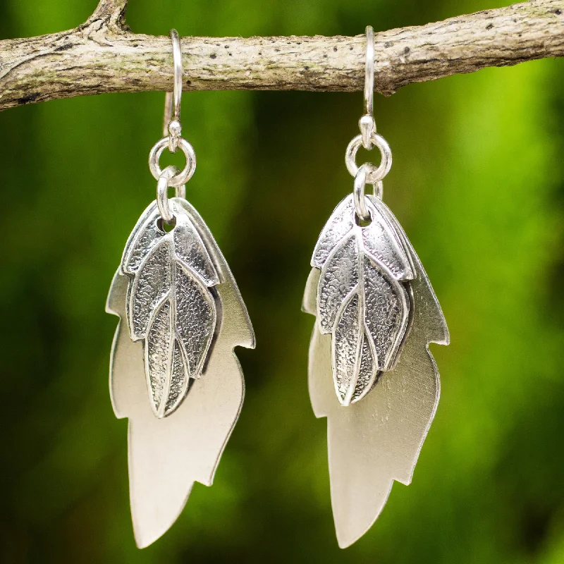 Elegant Jewelry Styles At Budget-Friendly Prices Shadow Leaves Double Shadow Leaves Handmade 925 Sterling Silver Earrings