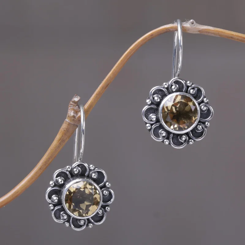 Affordable Luxury Jewelry – Style At A Great Price Singaraja Sunflower Sterling Silver and Citrine Sunflower Drop Earrings