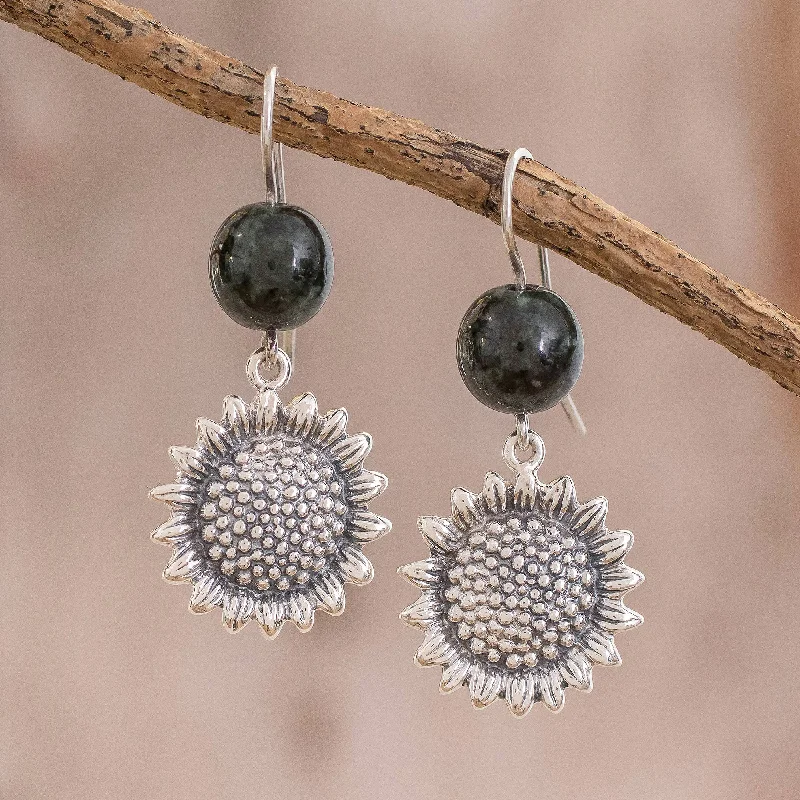 Luxury Jewelry Sale – Sparkle For Less Sunflower Nature Jade Sunflower Dangle Earrings from Guatemala