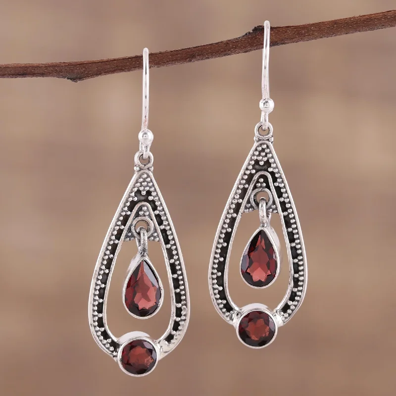 Sparkle On A Budget – Fine Jewelry For Less Teardrop Romance Garnet and Sterling Silver Dangle Earrings from India