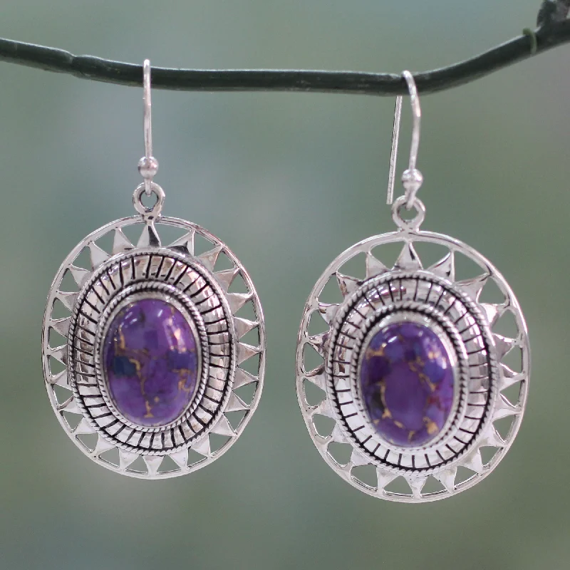 Shine Without Limits – Jewelry Sale Happening Now Tribal Medallion Sterling Silver and Composite Turquoise Dangle Earrings