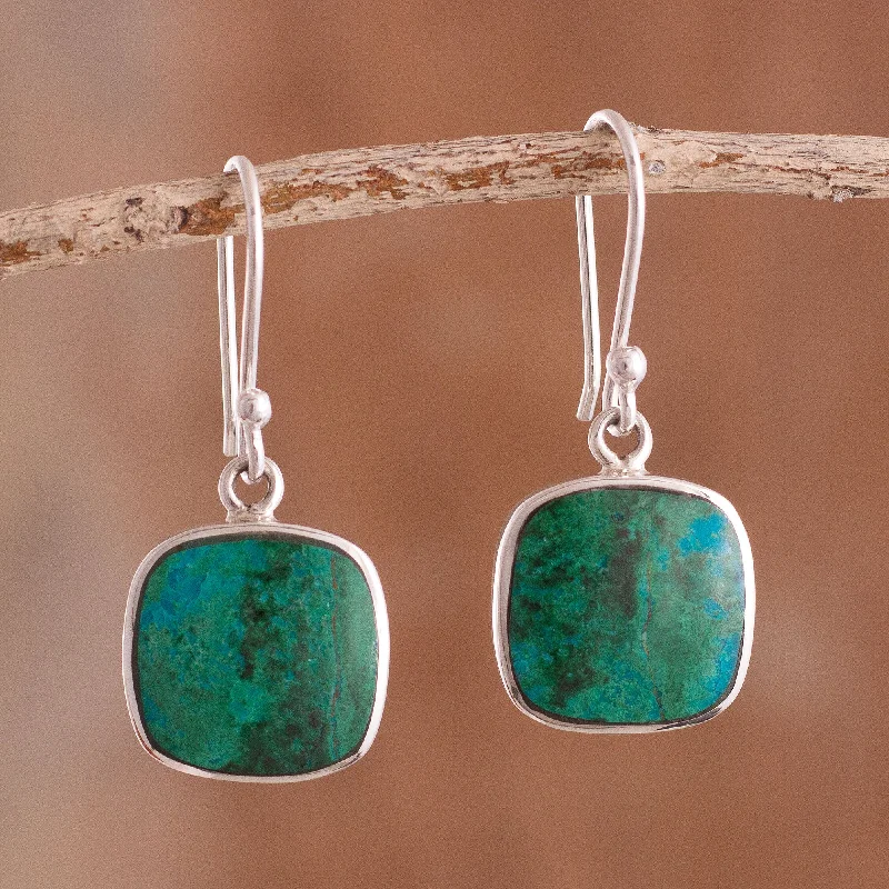 Limited-Stock Jewelry Sale – Shop Before It's Gone Window Square Chrysocolla Dangle Earrings from Peru