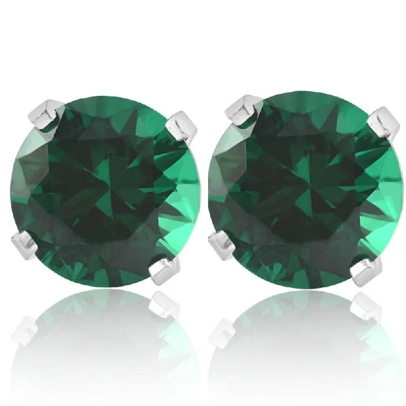 1Ct TW Emerald Studs in 10k White or Yellow Gold