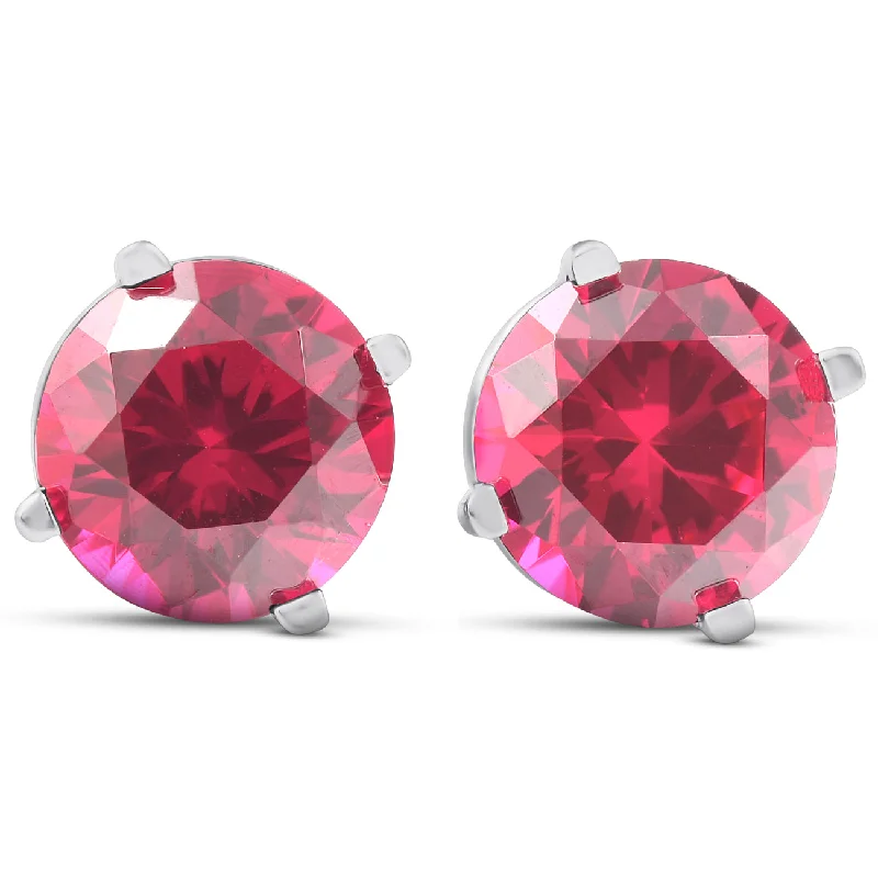 2ct Ruby Studs 14K White Gold Womens Earrings