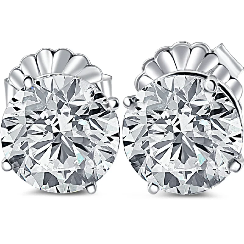 8 Carat (ctw) Certified Lab Grown Diamond Studs in 14k White Gold