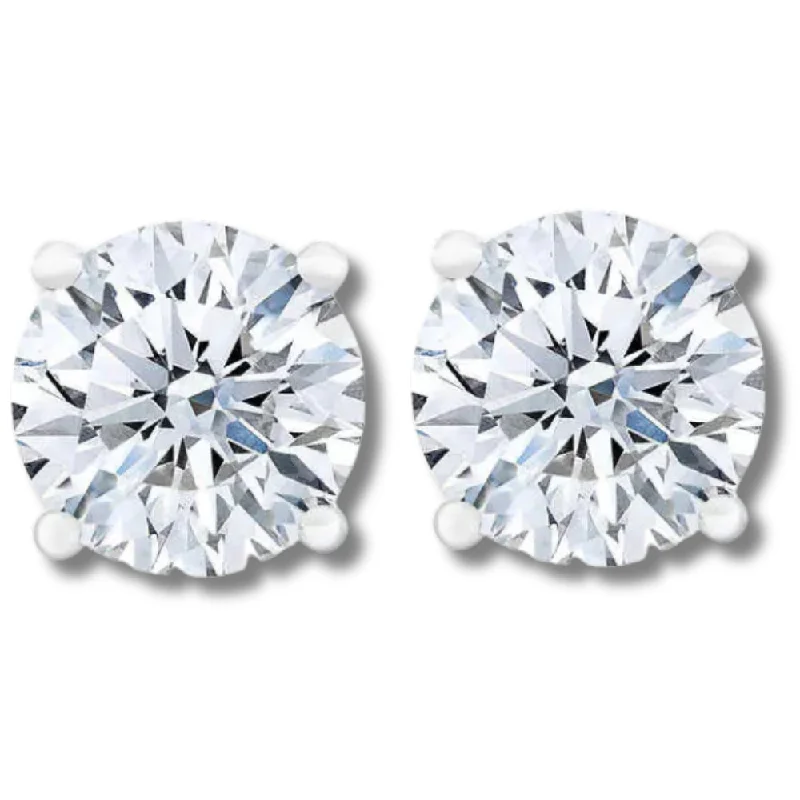 Certified 3.20Ct TW Diamond Studs 14k Gold Screw Backs Lab Grown